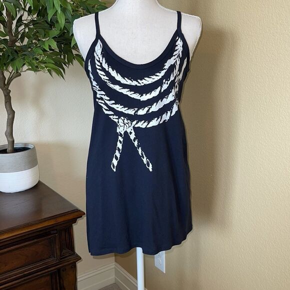 CAbi #836 Navy Ahoy High Low Tank Tunic Top Nautical Rope Small - Picture 2 of 4